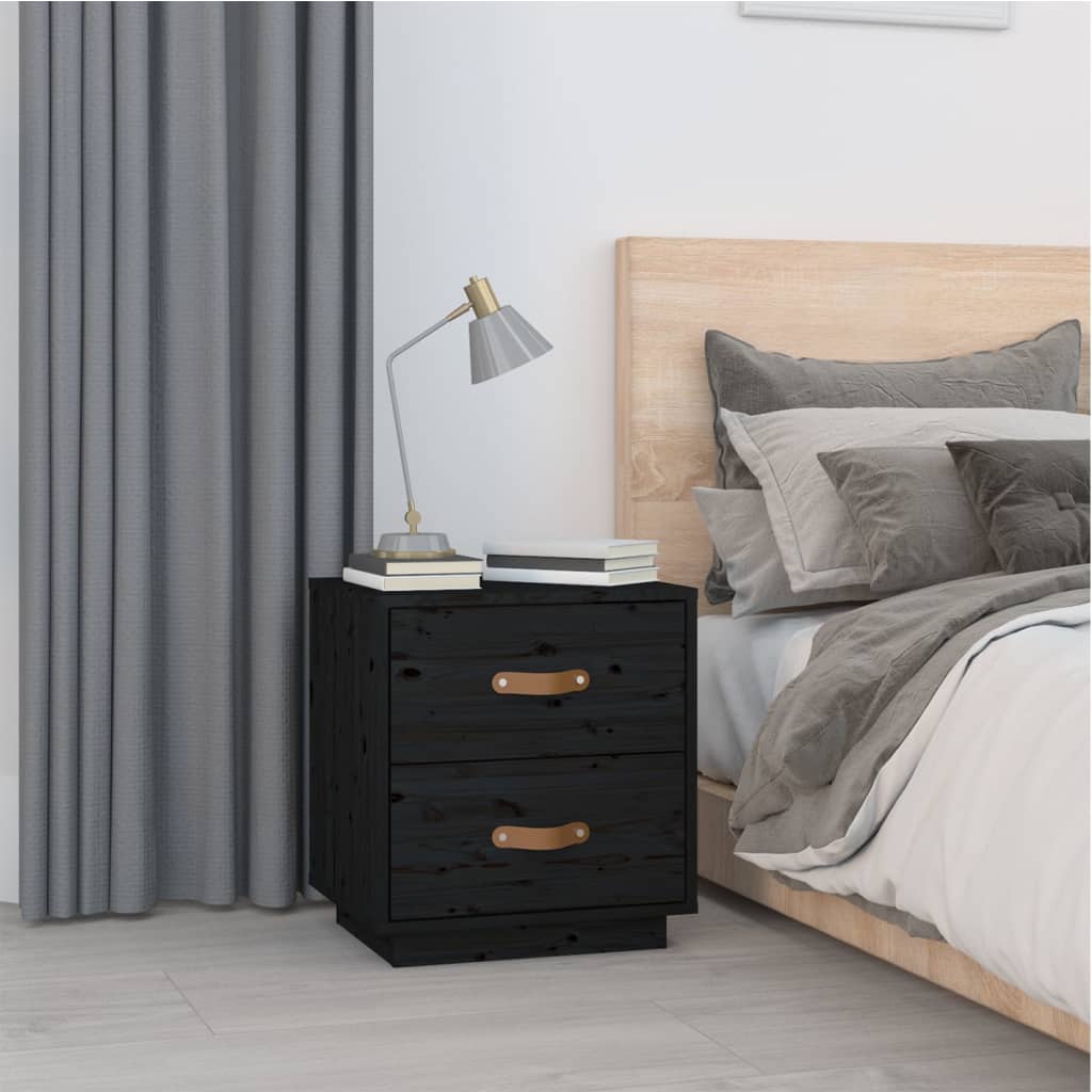 vidaXL Bedside Cabinets 2 pcs Black 40x34x45 cm Solid Wood Pine