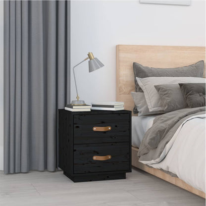 vidaXL Bedside Cabinets 2 pcs Black 40x34x45 cm Solid Wood Pine