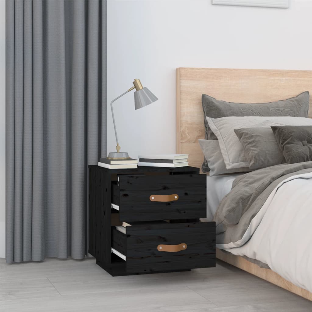 vidaXL Bedside Cabinets 2 pcs Black 40x34x45 cm Solid Wood Pine