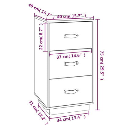 vidaXL Bedside Cabinet | Honey Brown | Solid Pine Wood | 40x40x75 cm