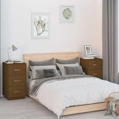 vidaXL Bedside Cabinets 2 pcs Honey Brown 40x40x75 cm Solid Wood Pine