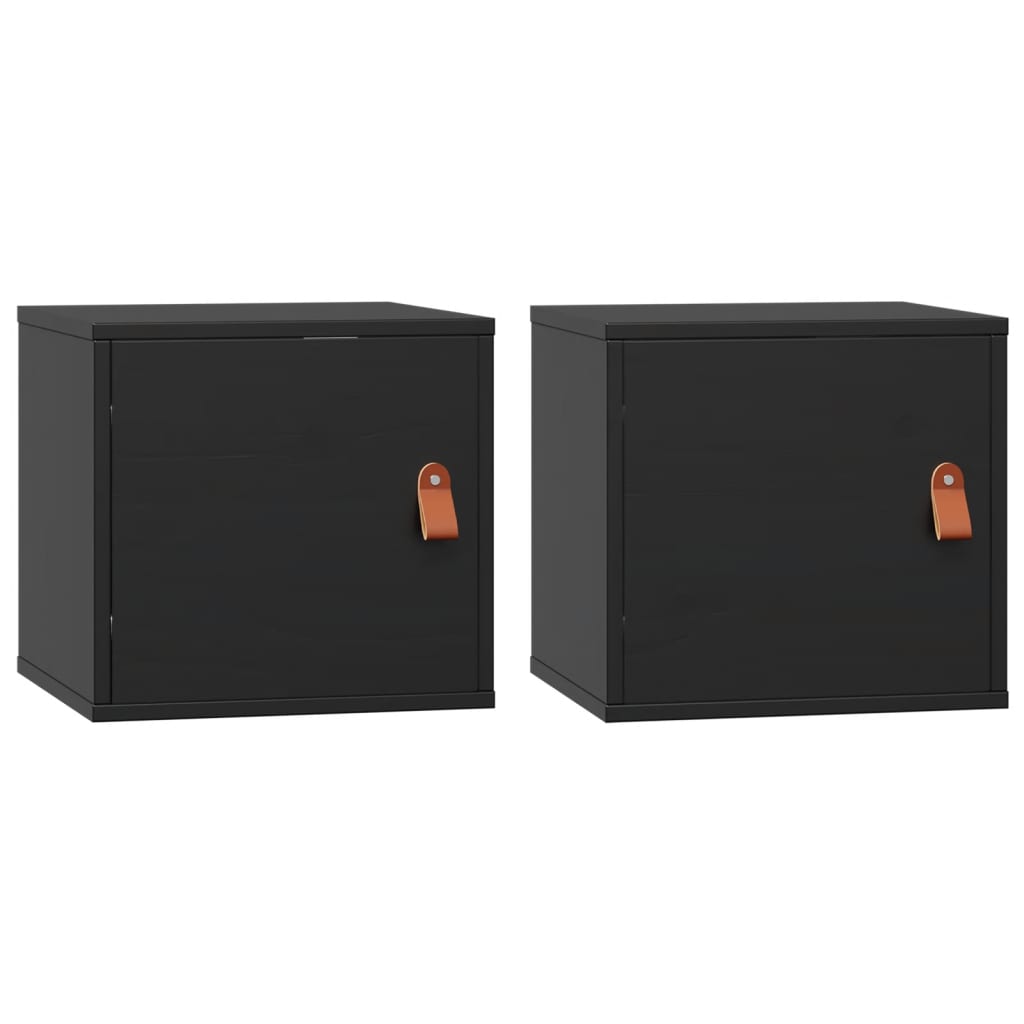 vidaXL Wall Cabinets 2 pcs Black 31.5x30x30 cm Solid Wood Pine