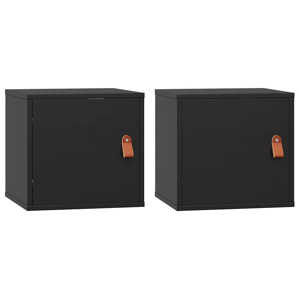vidaXL Wall Cabinets 2 pcs Black 31,5x30x30 cm Solid Wood Pine