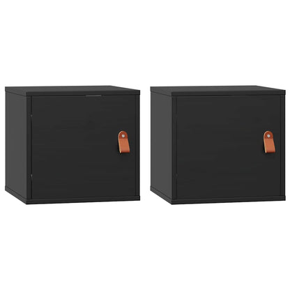 vidaXL Wall Cabinets 2 pcs Black 31,5x30x30 cm Solid Wood Pine