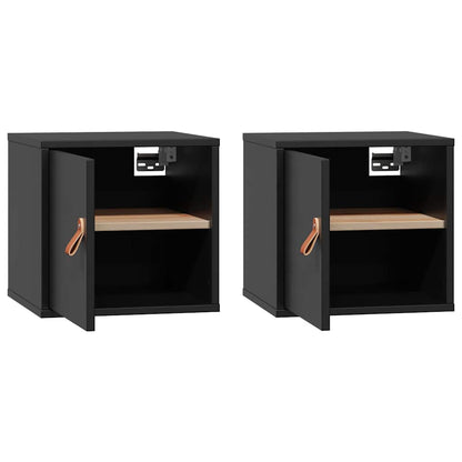 vidaXL Wall Cabinets 2 pcs Black 31,5x30x30 cm Solid Wood Pine