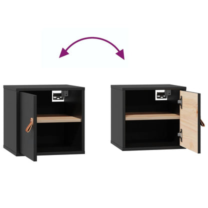 vidaXL Wall Cabinets 2 pcs Black 31.5x30x30 cm Solid Wood Pine