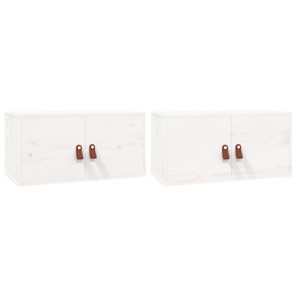 vidaXL Wall Cabinets 2 pcs White 60x30x30 cm Solid Wood Pine