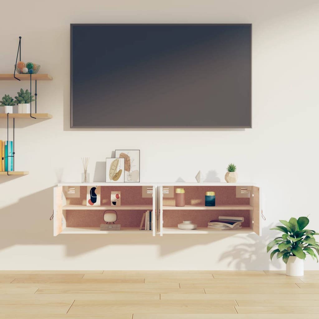 vidaXL Wall Cabinets 2 pcs White 60x30x30 cm Solid Wood Pine