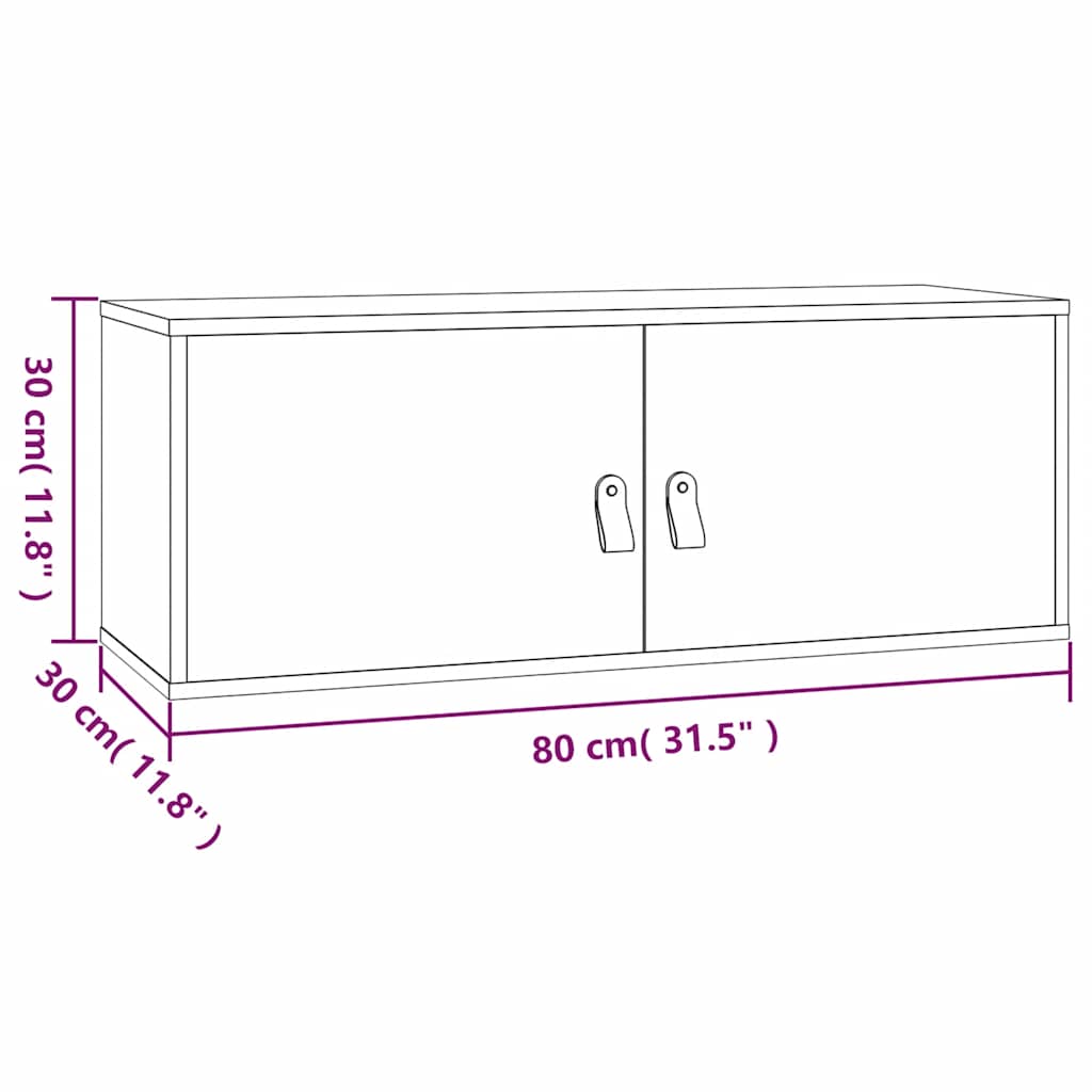 vidaXL Wall Cabinet White 80x30x30 cm Solid Wood Pine