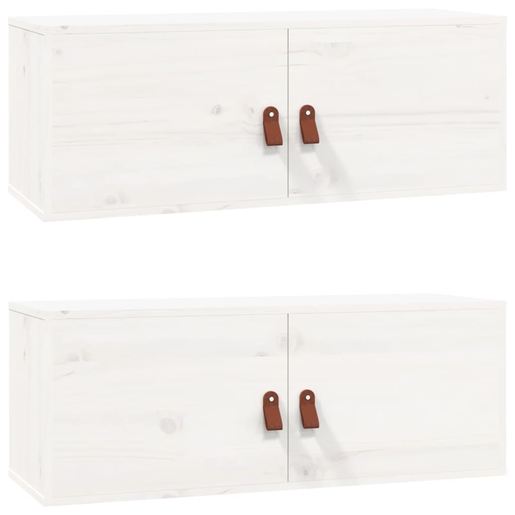 vidaXL Wall Cabinets 2 pcs White 80x30x30 cm Solid Wood Pine