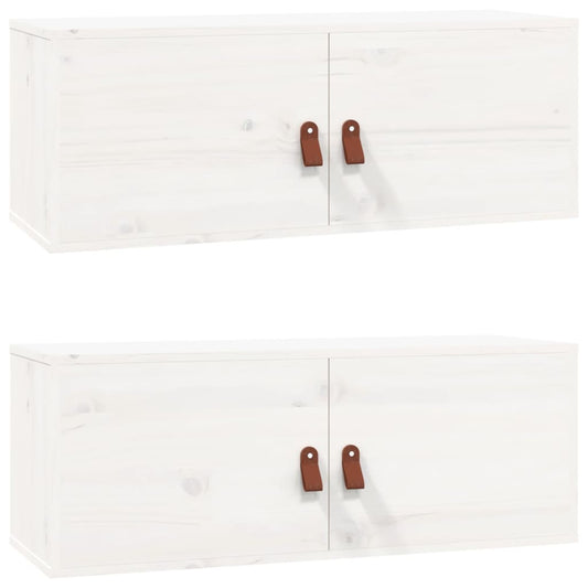 vidaXL Wall Cabinets 2 pcs White 80x30x30 cm Solid Wood Pine
