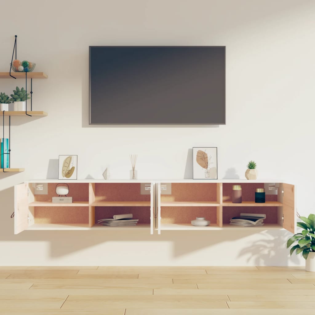 vidaXL Wall Cabinets 2 pcs White 80x30x30 cm Solid Wood Pine