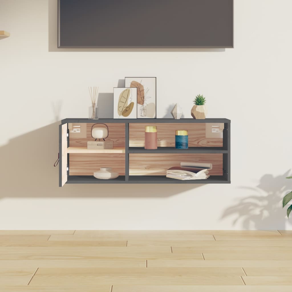 vidaXL Wall Cabinet Grey 80x30x30 cm Solid Wood Pine
