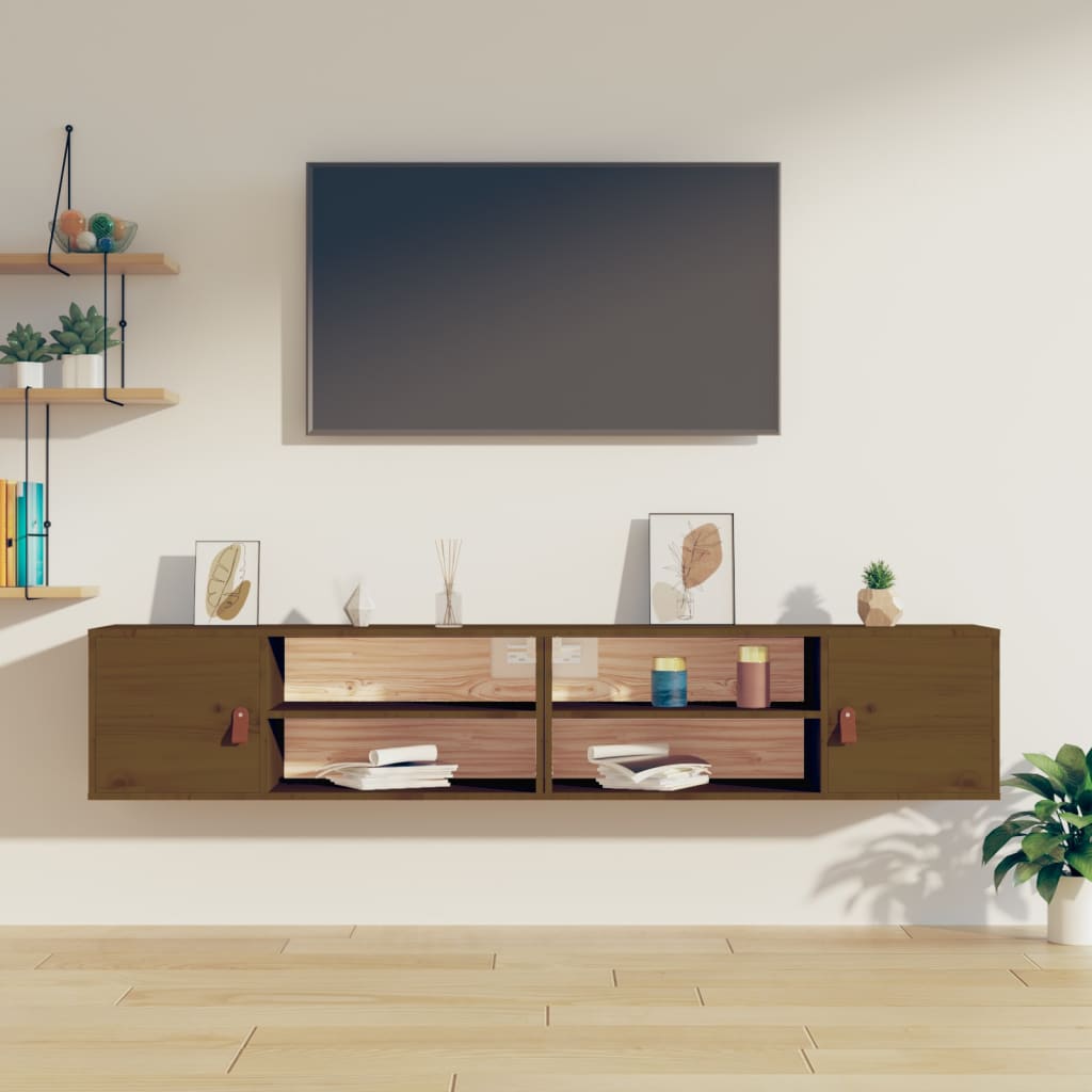 vidaXL Wall Cabinets 2 pcs Honey Brown 80x30x30 cm Solid Wood Pine