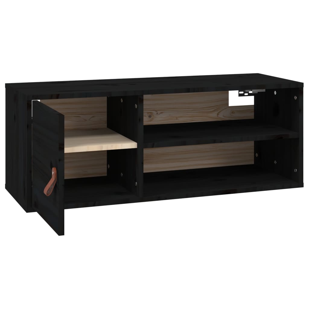 vidaXL Wall Cabinets 2 pcs Black 80x30x30 cm Solid Wood Pine