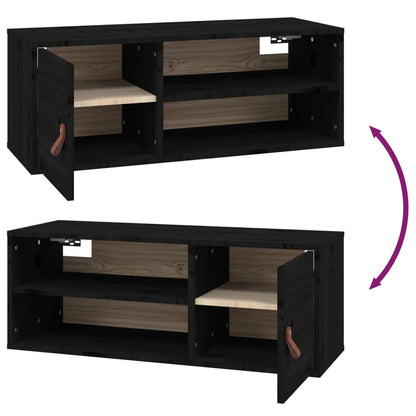 vidaXL Wall Cabinets 2 pcs Black 80x30x30 cm Solid Wood Pine
