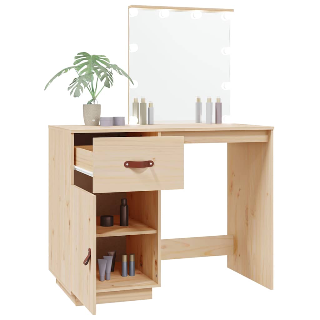 vidaXL Dressing Table with LED 95x50x133,5 cm Solid Wood Pine