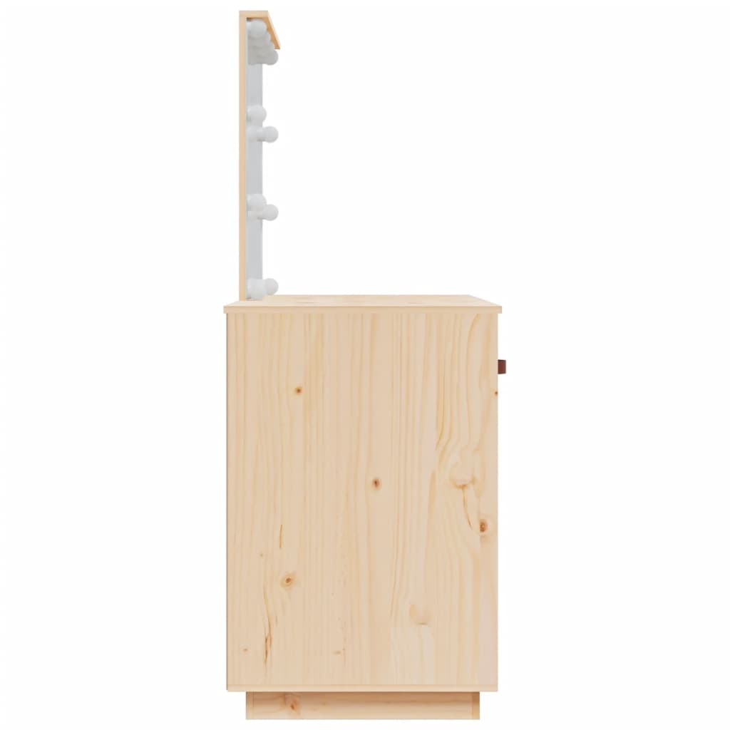 vidaXL Dressing Table with LED 95x50x133.5 cm Solid Wood Pine