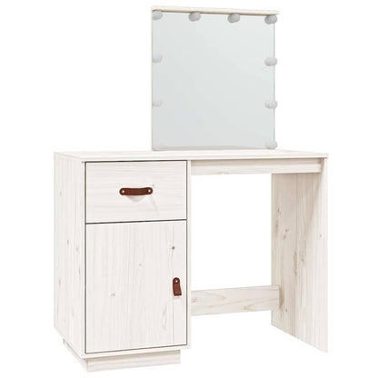 vidaXL Dressing Table with LED White 95x50x133,5 cm Solid Wood Pine