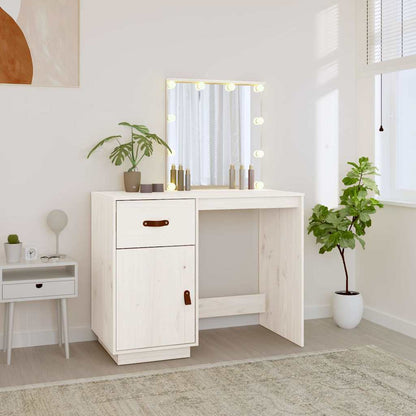 vidaXL Dressing Table with LED White 95x50x133,5 cm Solid Wood Pine
