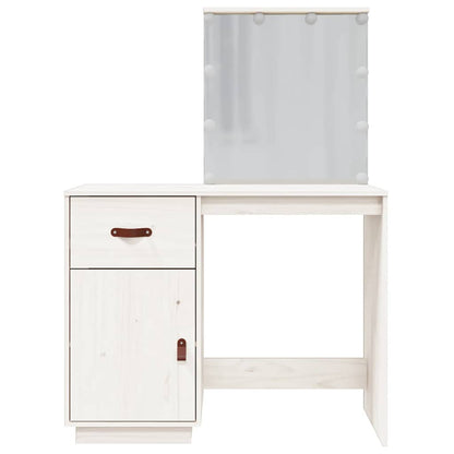 vidaXL Dressing Table with LED White 95x50x133.5 cm Solid Wood Pine