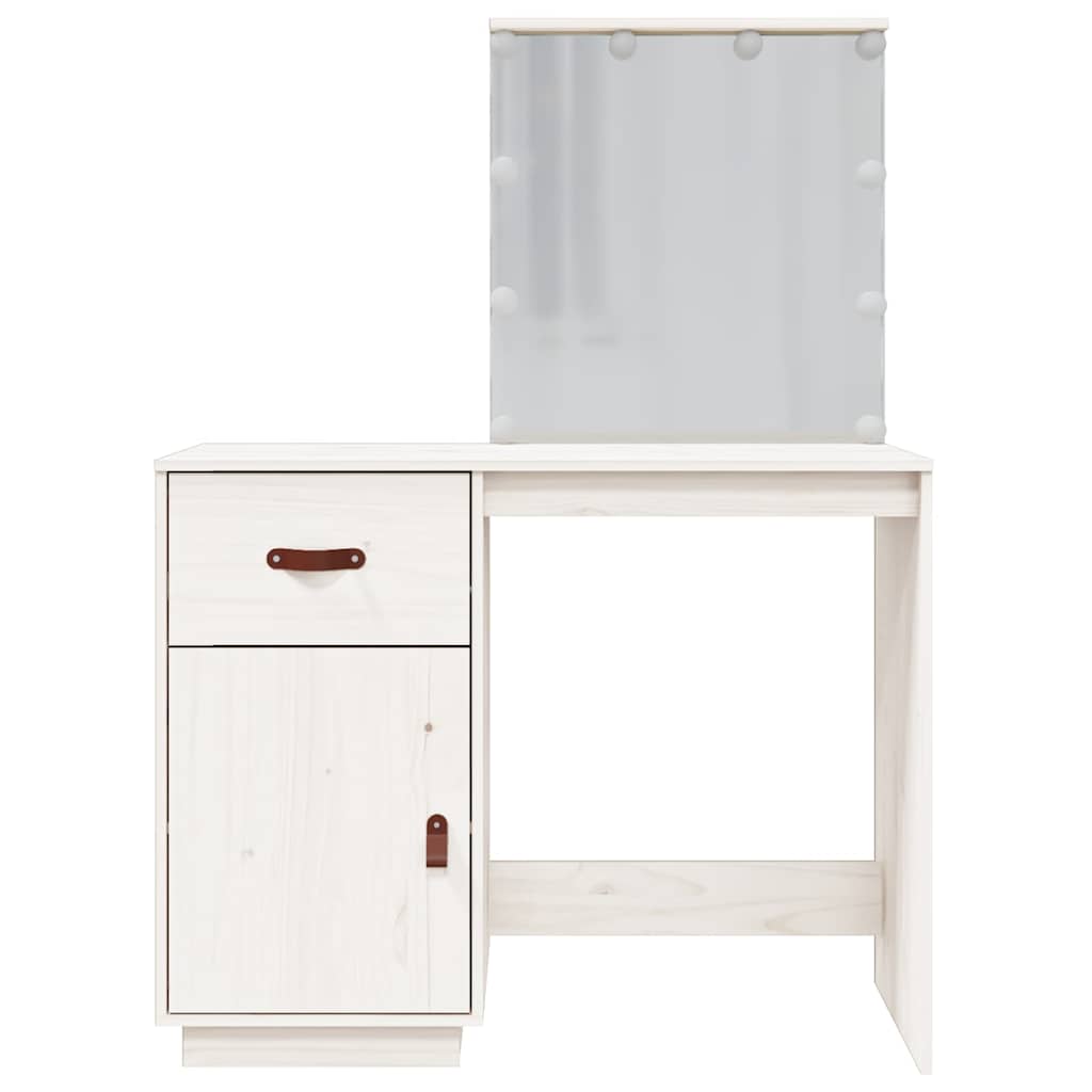 vidaXL Dressing Table with LED White 95x50x133,5 cm Solid Wood Pine