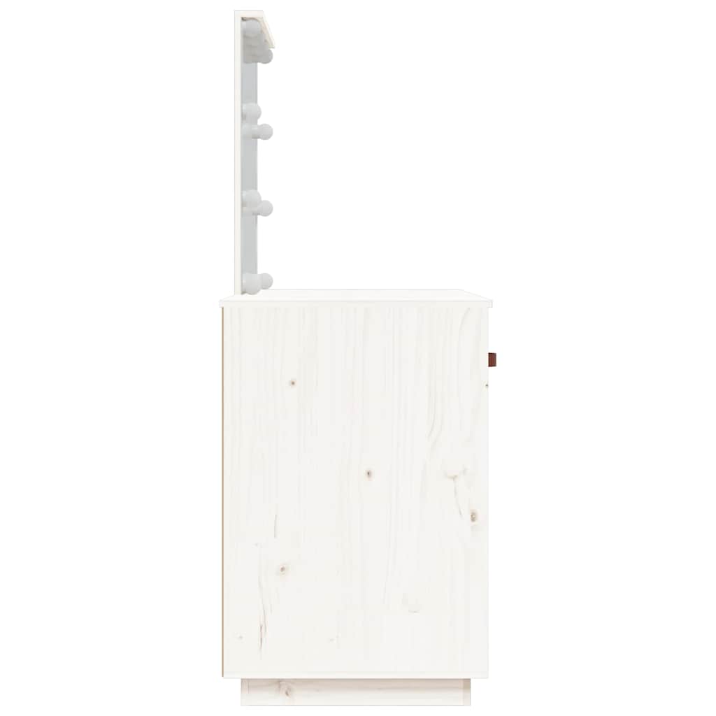 vidaXL Dressing Table with LED White 95x50x133,5 cm Solid Wood Pine