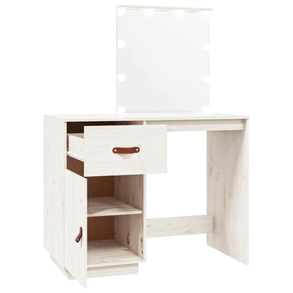 vidaXL Dressing Table with LED White 95x50x133,5 cm Solid Wood Pine