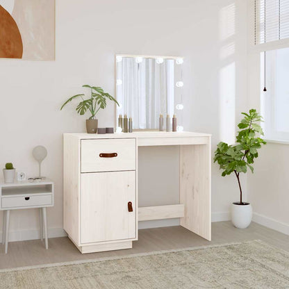 vidaXL Dressing Table with LED White 95x50x133,5 cm Solid Wood Pine