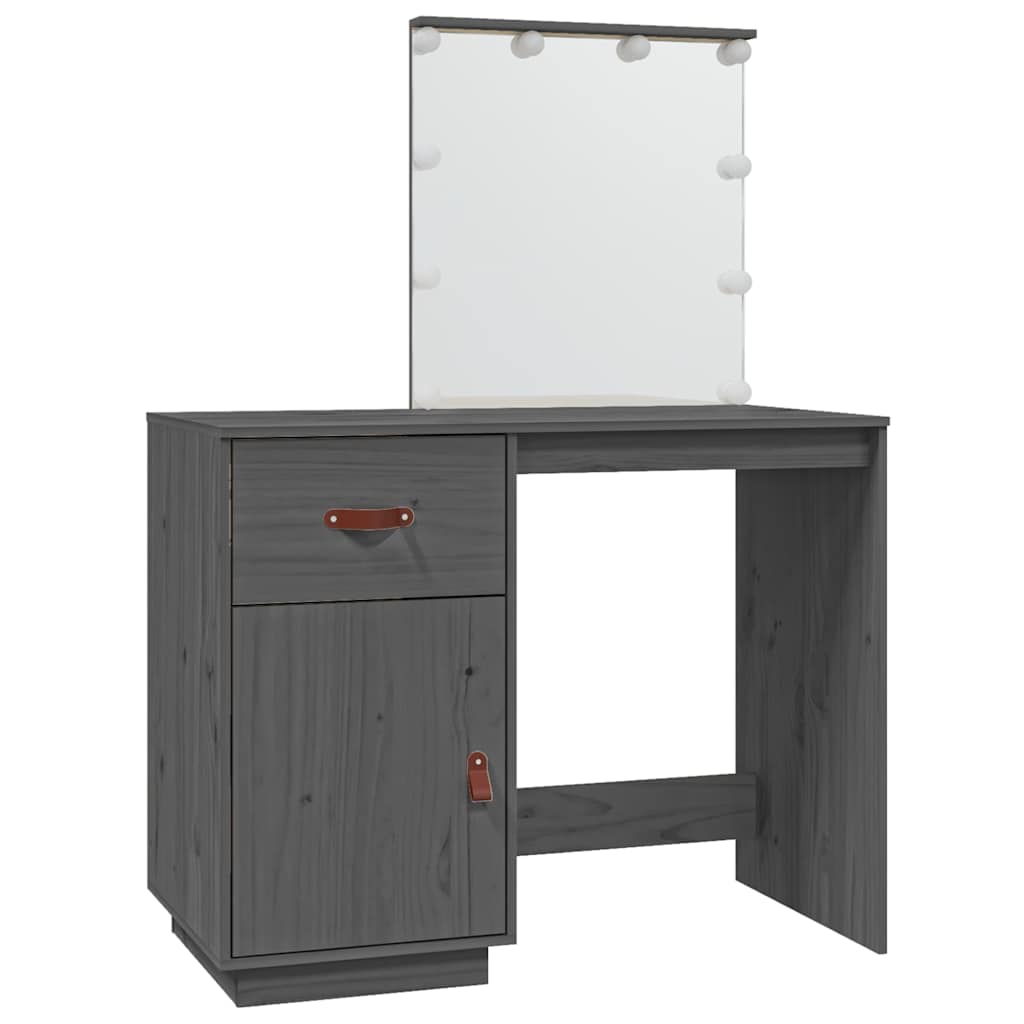 vidaXL Dressing Table with LED Grey 95x50x133,5 cm Solid Wood Pine