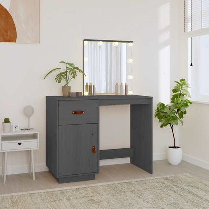 vidaXL Dressing Table with LED Grey 95x50x133.5 cm Solid Wood Pine