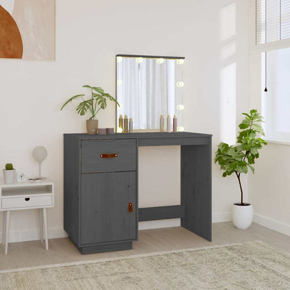 vidaXL Dressing Table with LED Grey 95x50x133,5 cm Solid Wood Pine