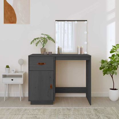 vidaXL Dressing Table with LED Grey 95x50x133,5 cm Solid Wood Pine