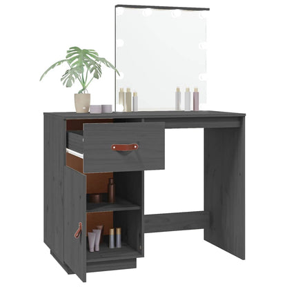 vidaXL Dressing Table with LED Grey 95x50x133,5 cm Solid Wood Pine