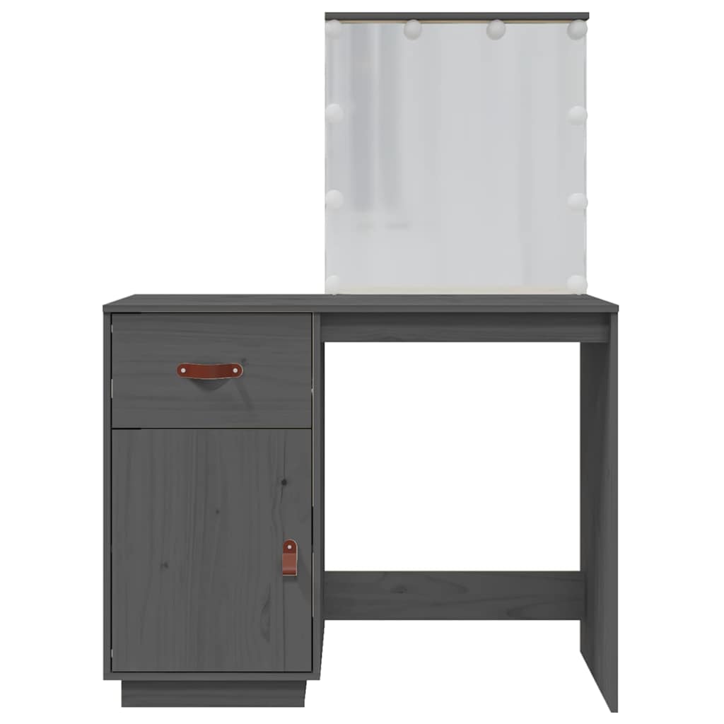 vidaXL Dressing Table with LED Grey 95x50x133,5 cm Solid Wood Pine