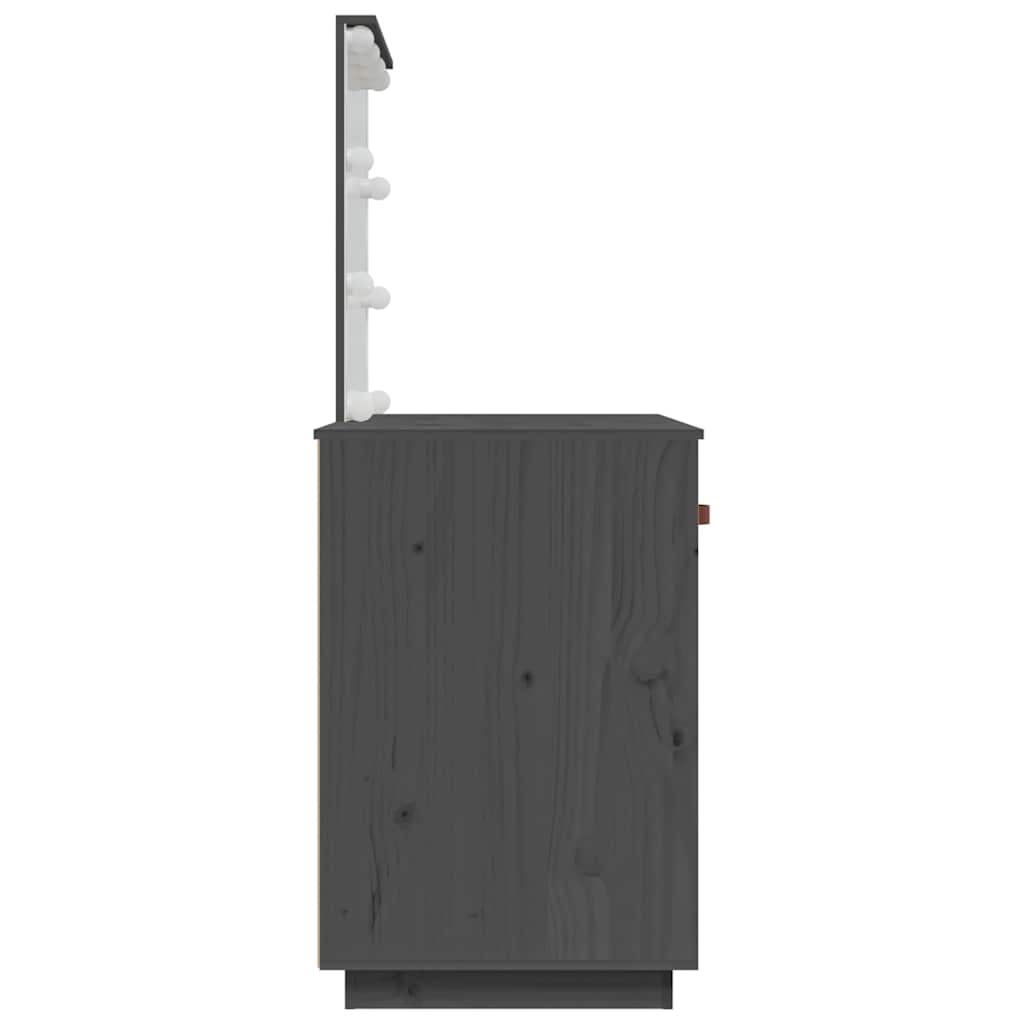 vidaXL Dressing Table with LED Grey 95x50x133,5 cm Solid Wood Pine