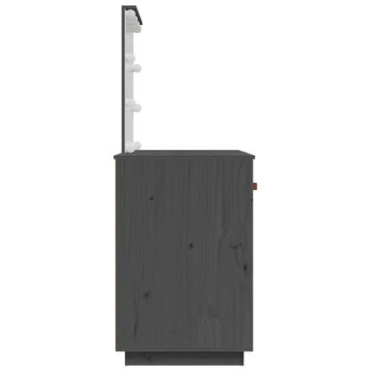 vidaXL Dressing Table with LED Grey 95x50x133,5 cm Solid Wood Pine