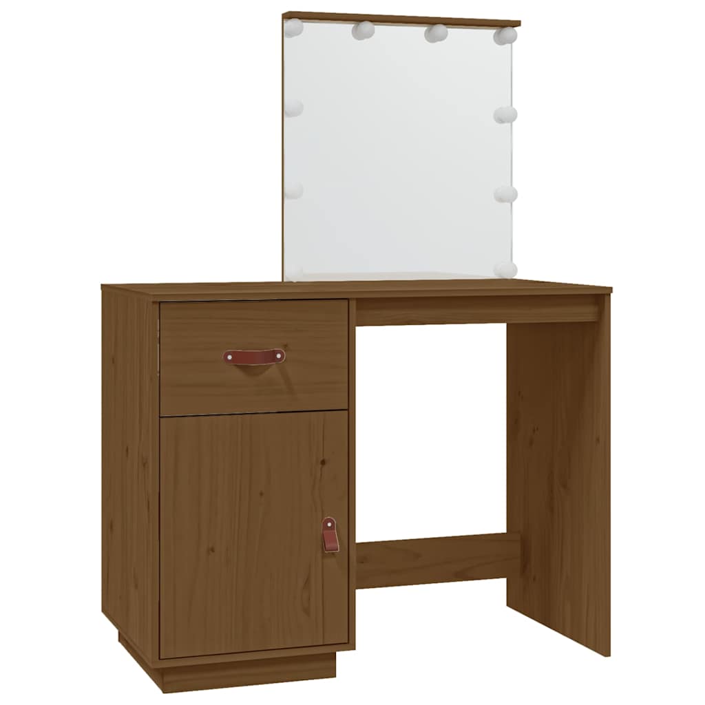 vidaXL Dressing Table with LED Honey Brown 95x50x133.5 cm
