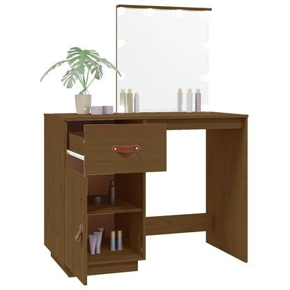 vidaXL Dressing Table with LED Honey Brown 95x50x133.5 cm
