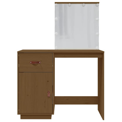 vidaXL Dressing Table with LED Honey Brown 95x50x133.5 cm