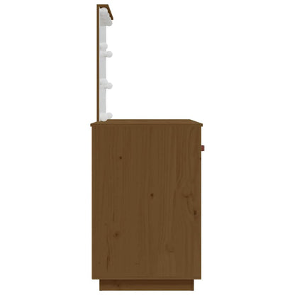 vidaXL Dressing Table with LED Honey Brown 95x50x133.5 cm