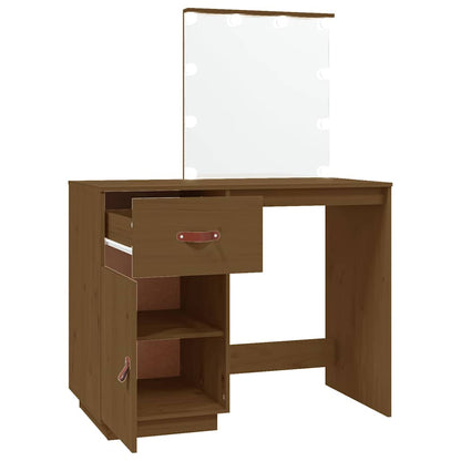 vidaXL Dressing Table with LED Honey Brown 95x50x133.5 cm