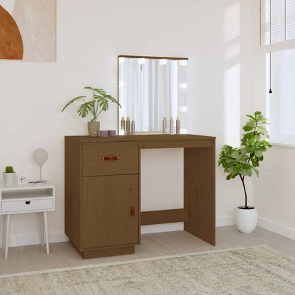 vidaXL Dressing Table with LED Honey Brown 95x50x133.5 cm