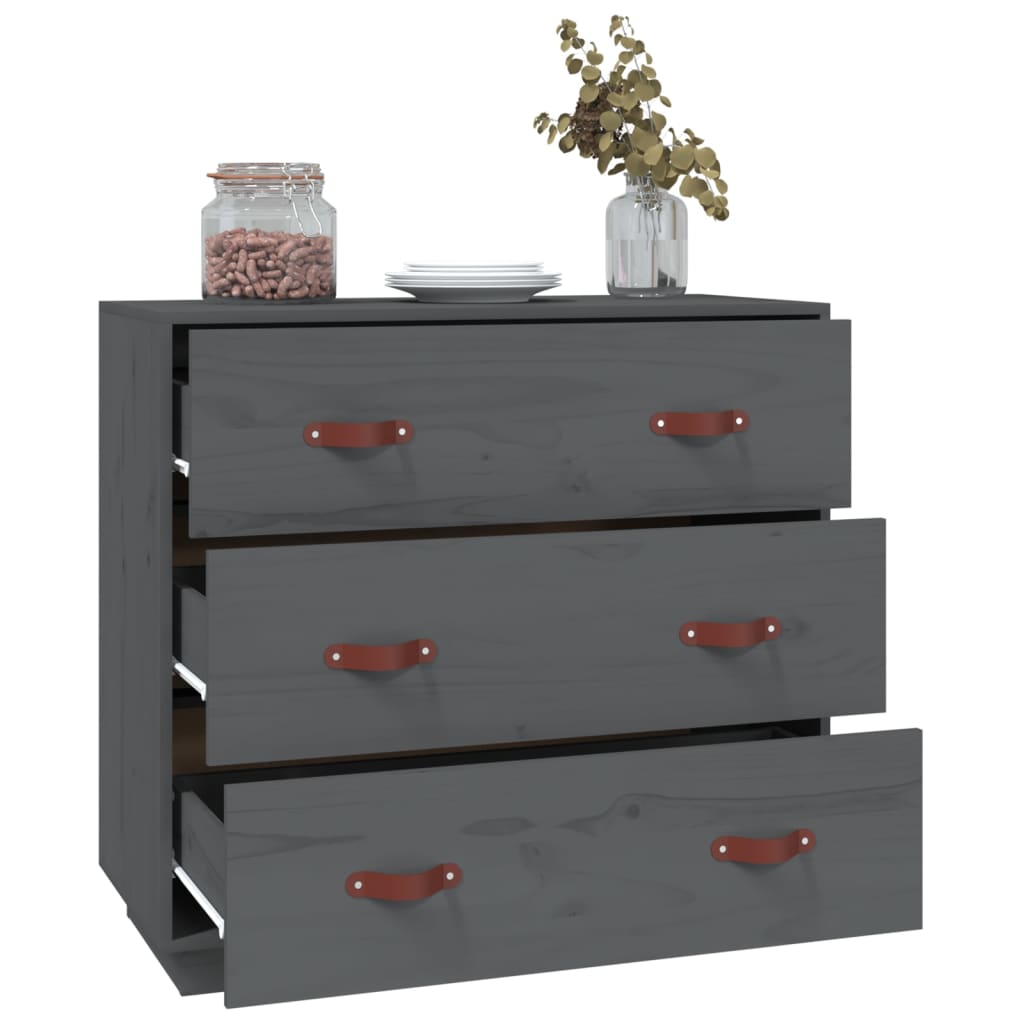 vidaXL Sideboard Grey 80x40x75 cm Solid Wood Pine