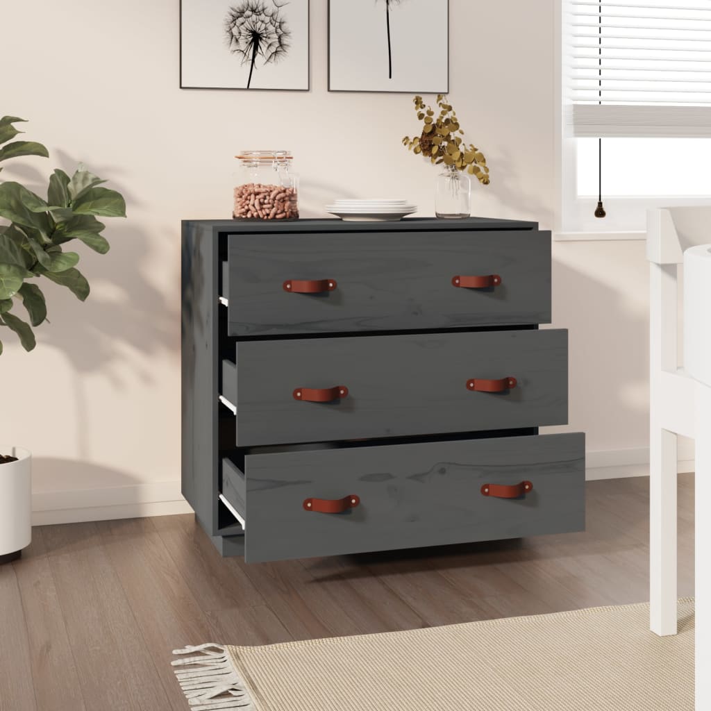 vidaXL Sideboard Grey 80x40x75 cm Solid Wood Pine