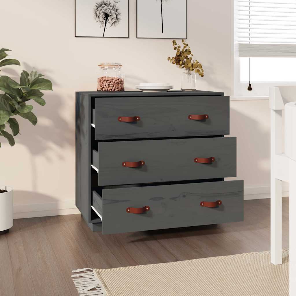 vidaXL Sideboard Grey 80x40x75 cm Solid Wood Pine