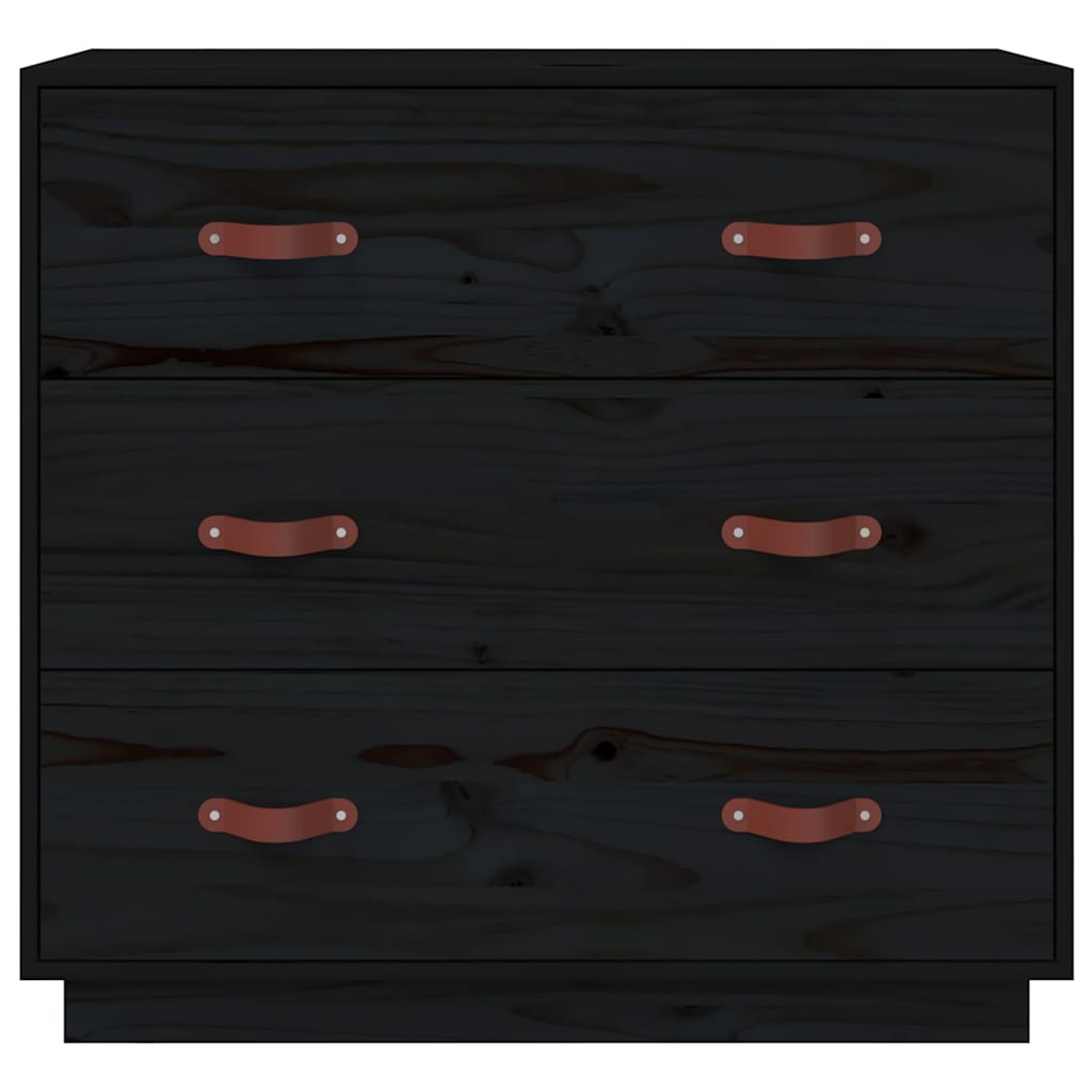 vidaXL Sideboard Black 80x40x75 cm Solid Wood Pine