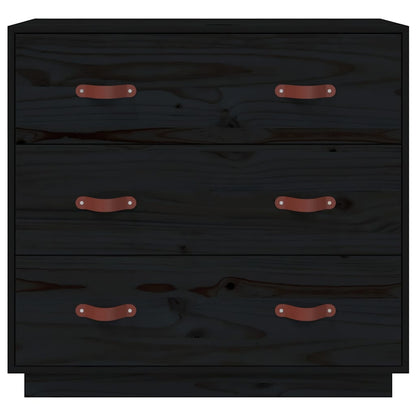 vidaXL Sideboard Black 80x40x75 cm Solid Wood Pine