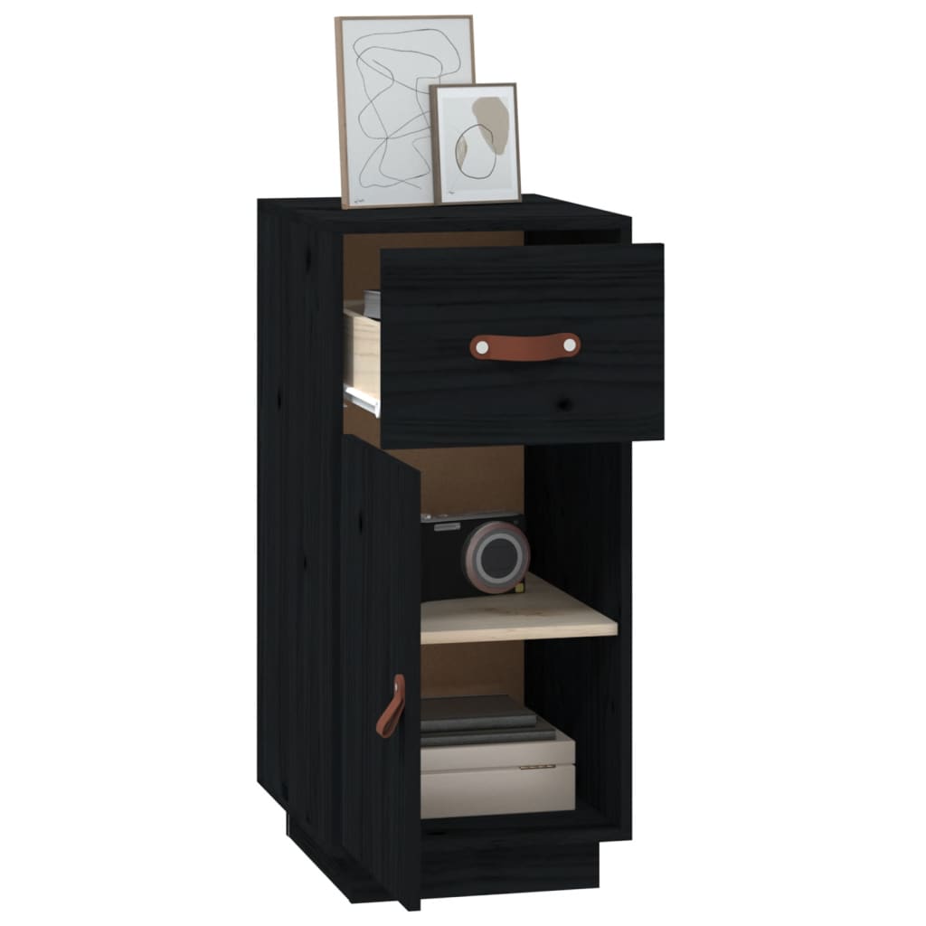 vidaXL Sideboard Black 34x40x75 cm Solid Wood Pine