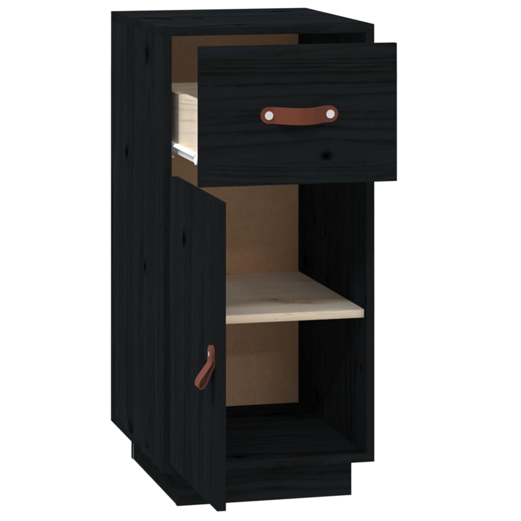 vidaXL Sideboard Black 34x40x75 cm Solid Wood Pine